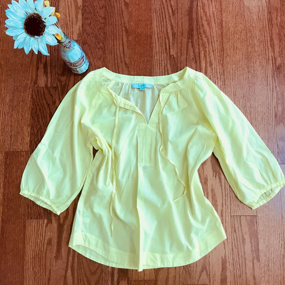 LOFT Summer Yellow Peasant Shirt